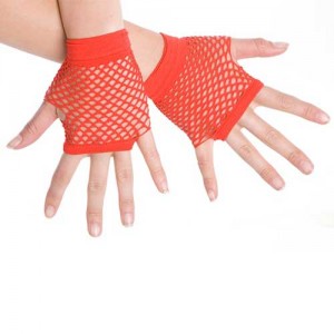 Fingerless Fishnet Gloves Red