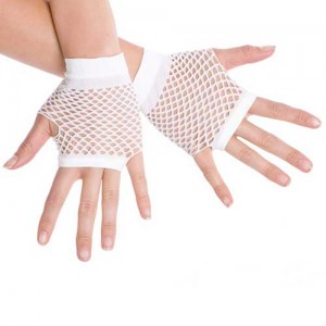 Fingerless Fishnet Gloves White