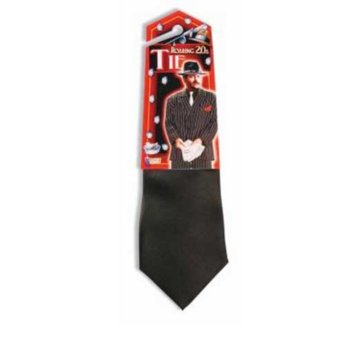Gangster Black Satin Neck Tie - Wide