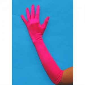 hot pink satin gloves