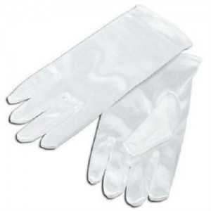 white short satin gloves