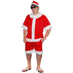 Summer Santa Shirt Shorts Hat and Thong-Straps
