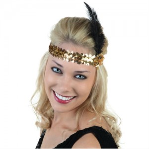 gold black flapper headband