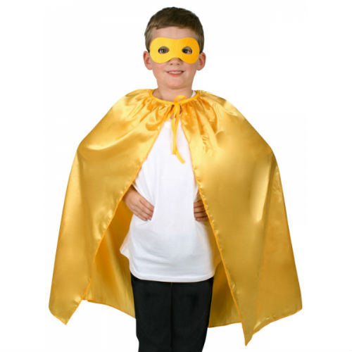 Superhero Cape And Mask Yellow Costume World