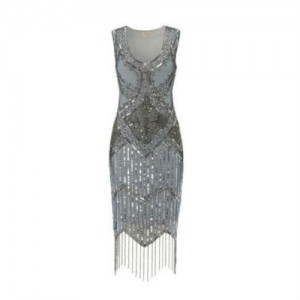gatsby grey beaded dress size 12