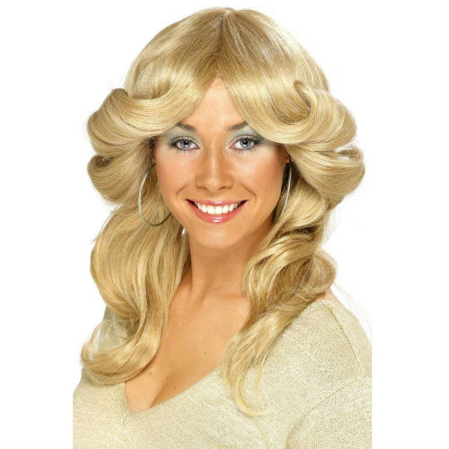 Farrah Blond 70s Flick Wig