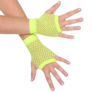 Fishnet Gloves Neon Fluro Yellow