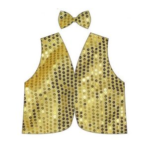 sequin vest and bow tie gold