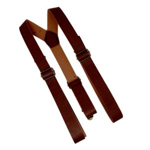 brown leather look suspenders