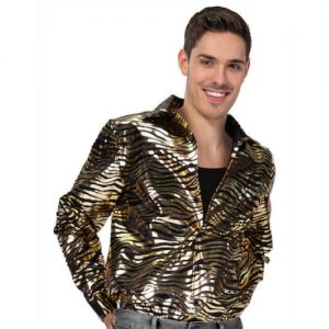 70s disco tiger print shirt