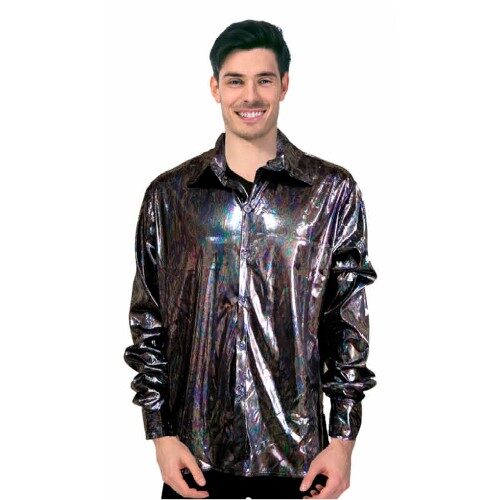 Adult Black Rainbow Shimmer Disco Shirt