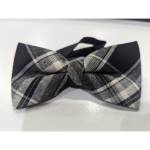 black & white check bow tie