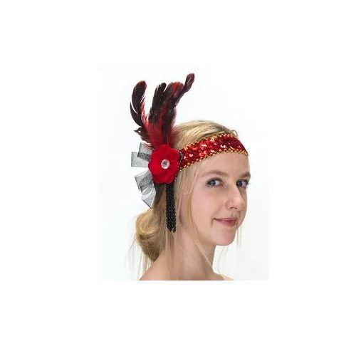 Red Feathered Gatsby Flapper Headband