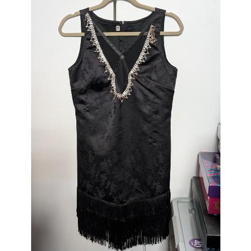 Black Flapper Dress with Diamantes - EX HIRE