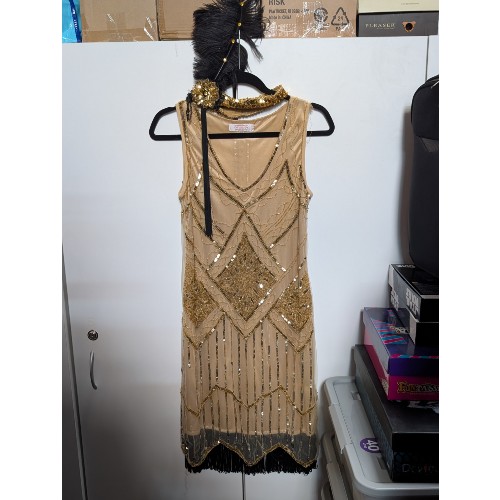 Gold Beaded 20s Gatsby Dress - EX HIRE